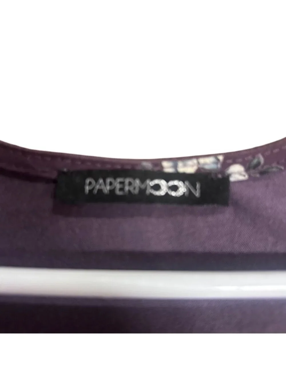 Papermoon Purple Floral Print Cap Sleeve Blouse Womens Size Large GUC - Picture 6 of 9